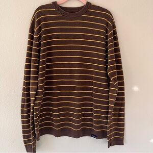 Hollister Vintage Y2K Mens Sweater Size Large Logo Knit Crew Neck Preppy Brown